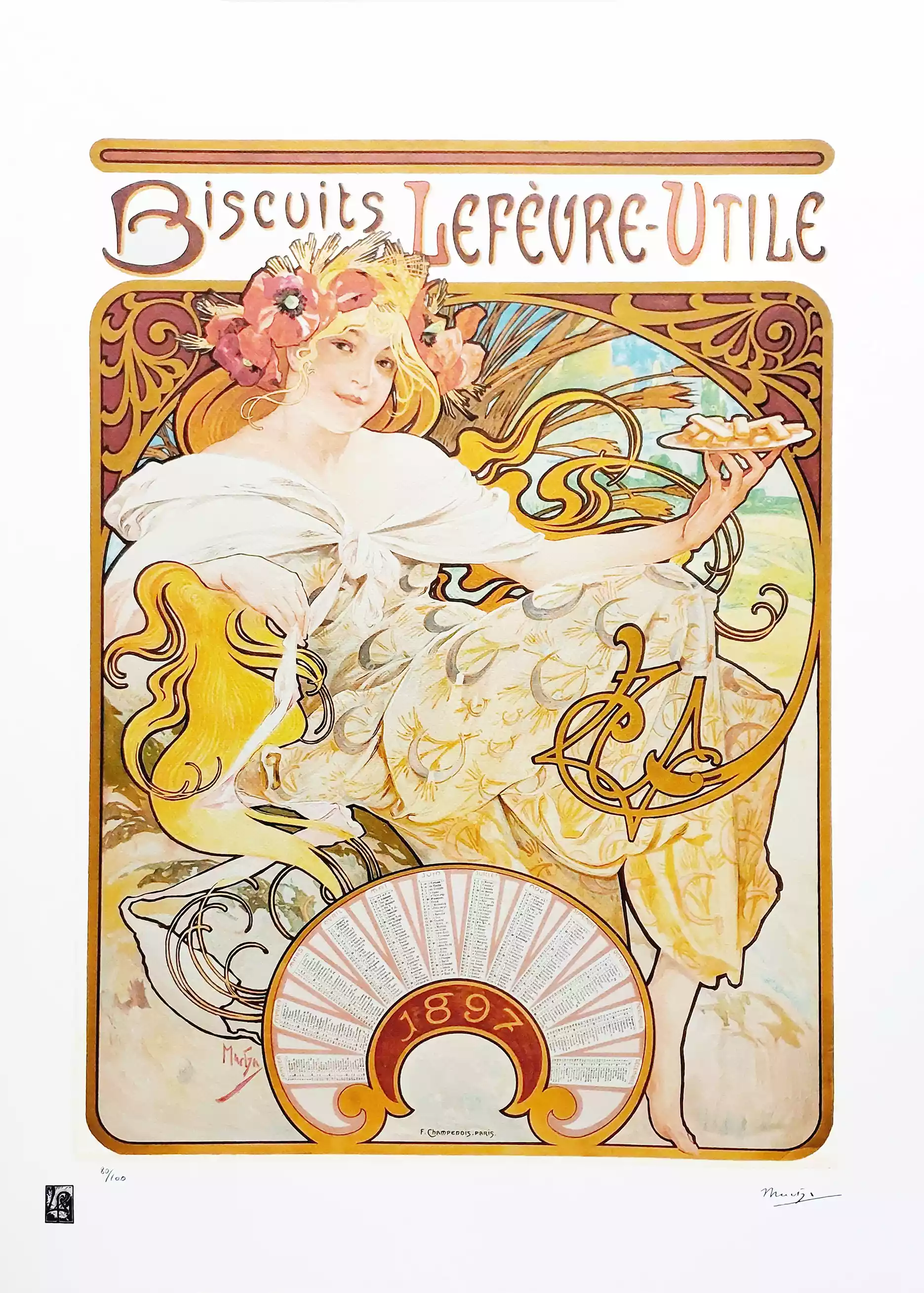Zdjęcie obrazu Biscuits Lefèvre Utile  - Alfons Mucha (1860 - 1939) . Foksal17 - Galeria Sztuki w Warszawie.