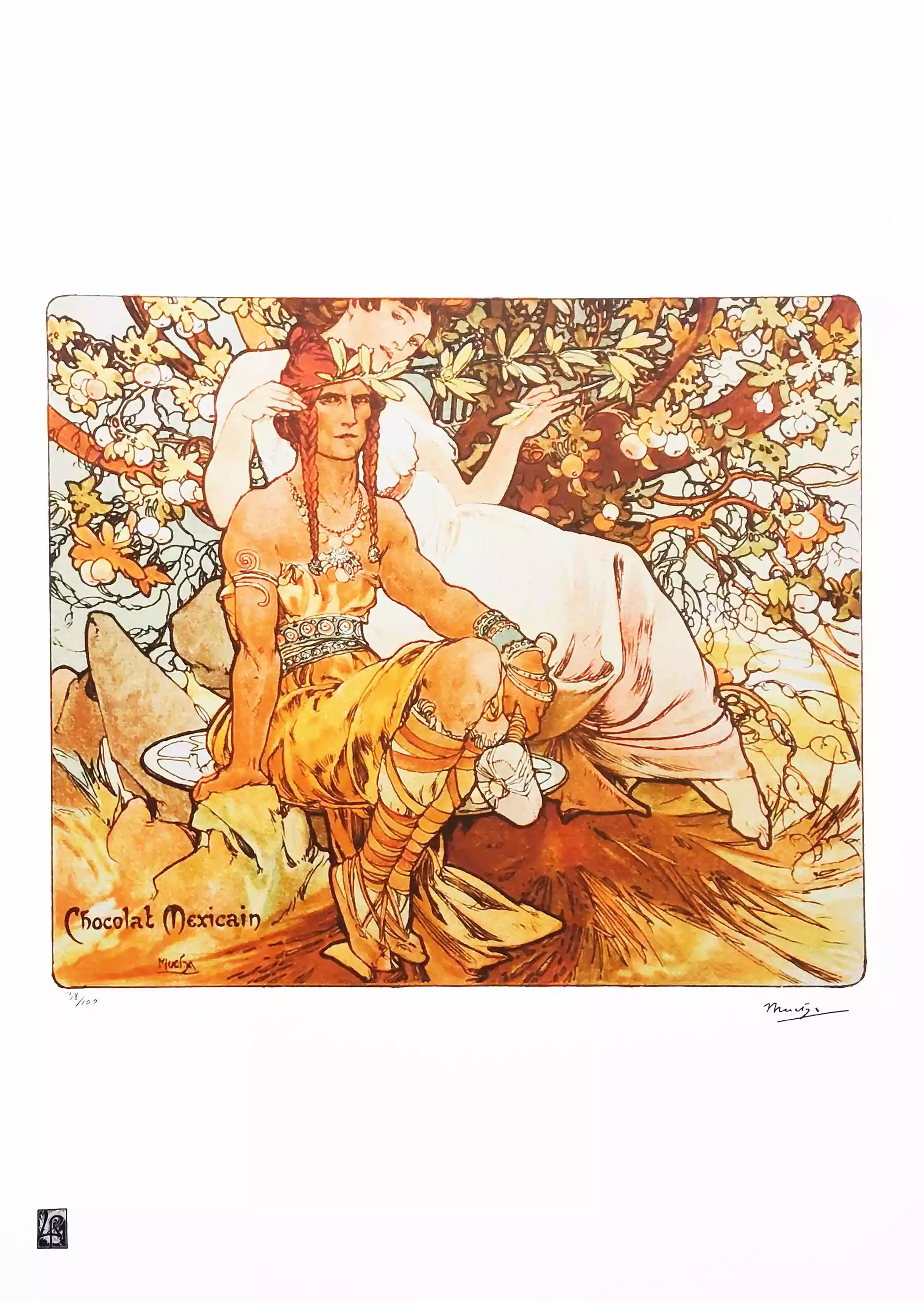 Zdjęcie obrazu Chocolat Mexicain  - Alfons Mucha (1860 - 1939) . Foksal17 - Galeria Sztuki w Warszawie.