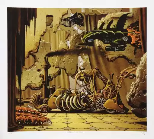 Zdjęcie obrazu Jacek Yerka - Jeźdźcy chaosu ( edycja 2/19 ) - Jacek Yerka. Foksal17 - Galeria Sztuki w Warszawie.